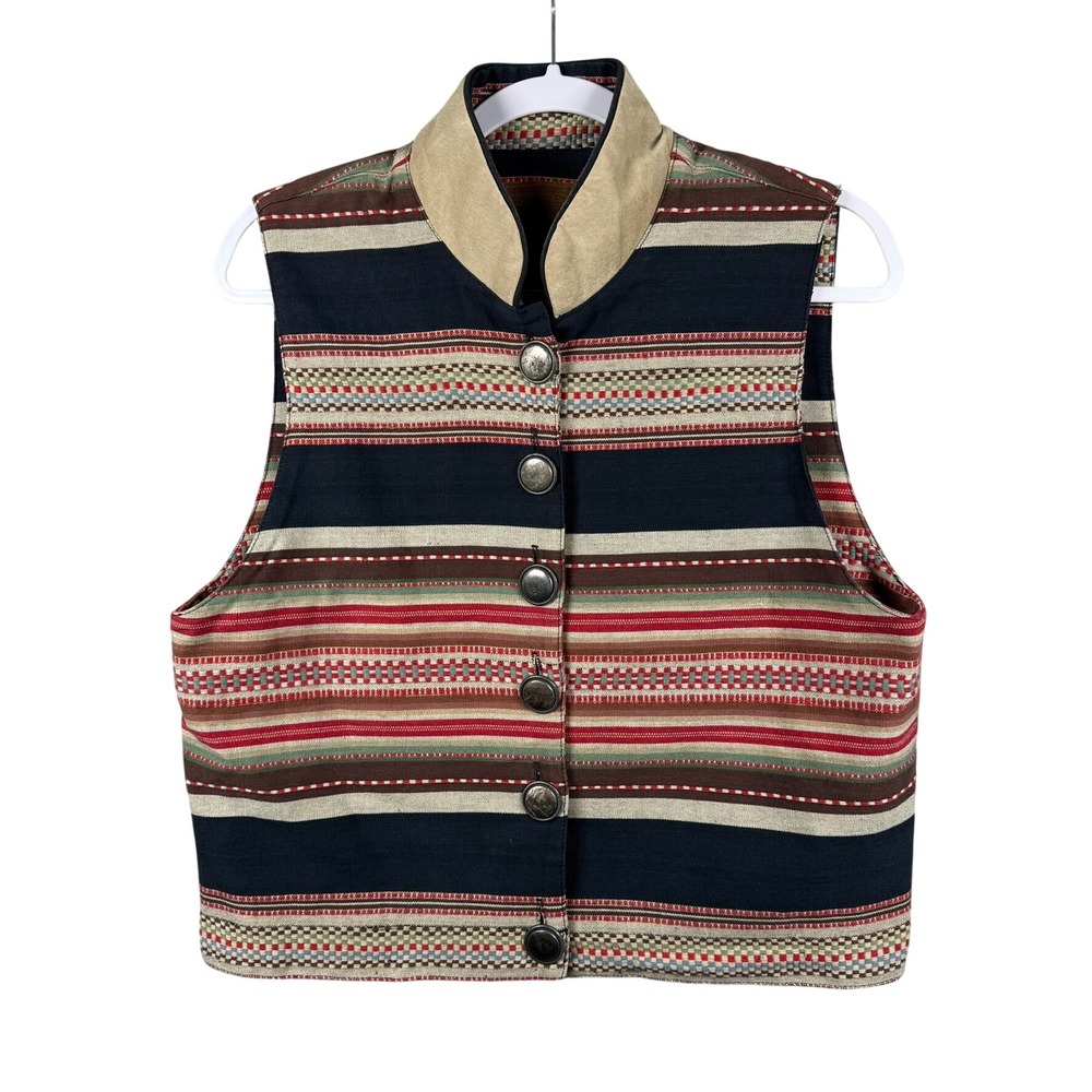 Vintage Double D Ranchwear Womens M Vest Multi Color Stripe Western Cowgirl Core